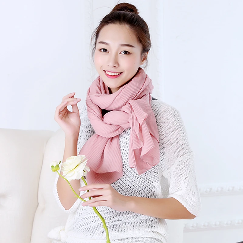 【福利品】纯色褶皱感百搭围巾围脖披肩女多色春秋女士薄款洋气时尚