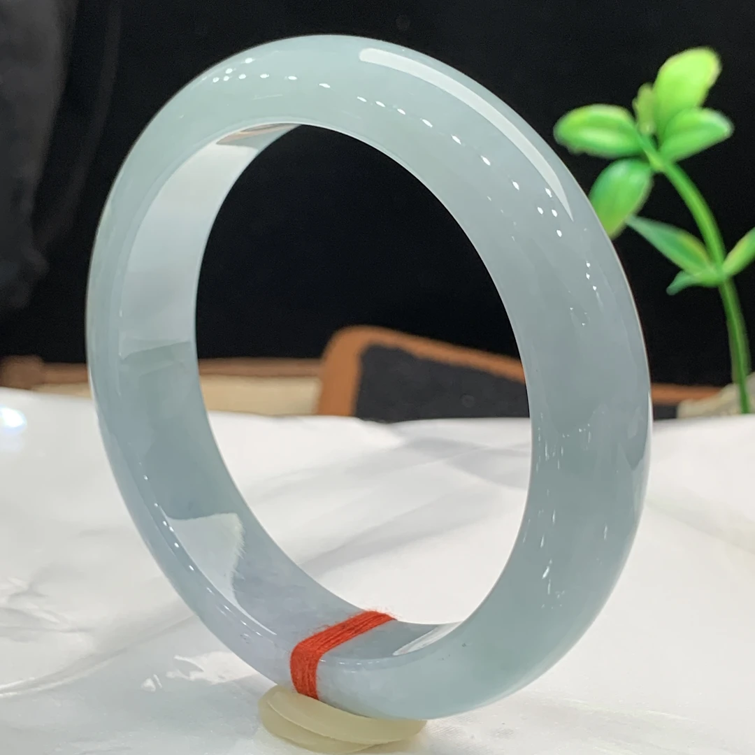 天然缅甸翡翠A货蓝水正圈手镯玉镯平安镯女款精美