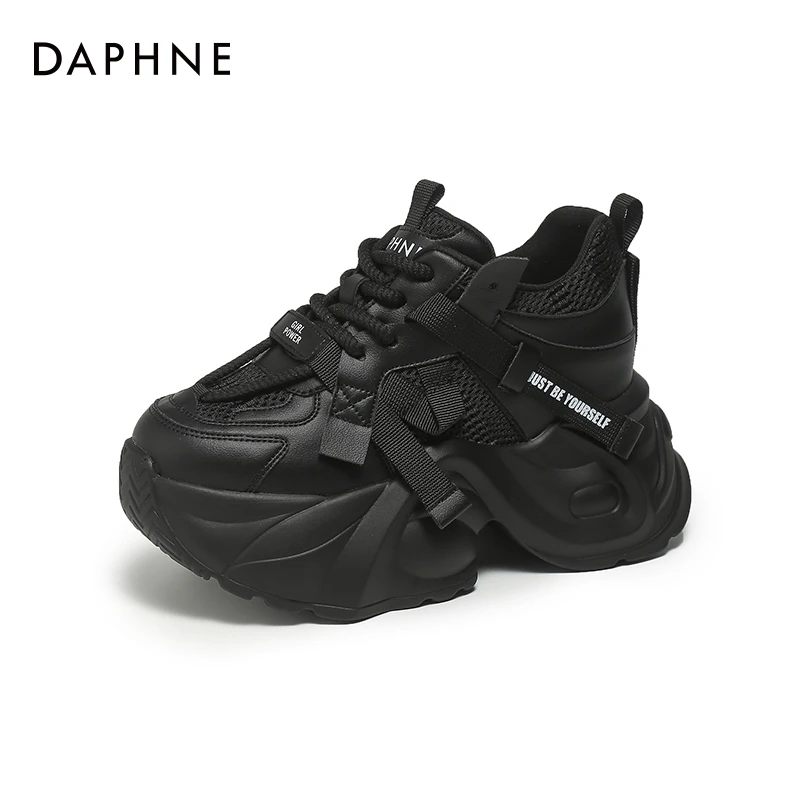 达芙妮厚底老爹鞋时尚女新款9cm内增高网红款女鞋女款百搭松糕鞋