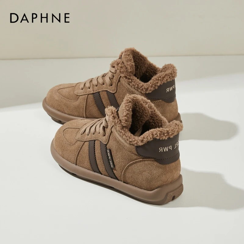 达芙妮厚底雪地靴女款2025新款冬季加绒加厚大棉鞋保暖高帮德训鞋