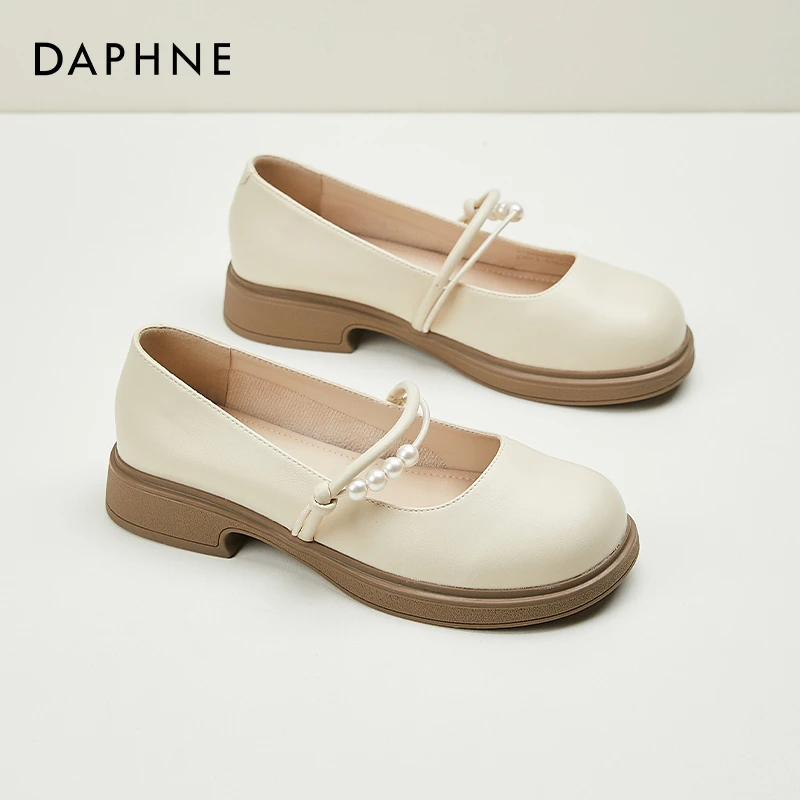 达芙妮法式玛丽珍鞋女2024新款夏季浅口平底单鞋百搭配裙子小皮鞋