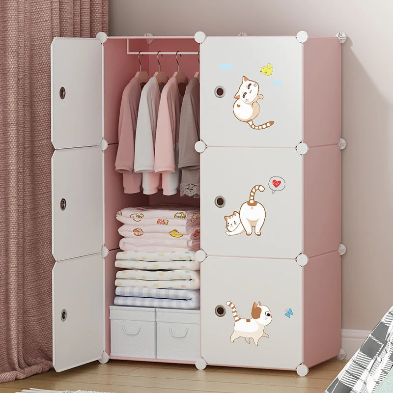 小扬哥儿童简易衣柜卧室家具家用布衣橱收纳柜钢管加粗加固实木推