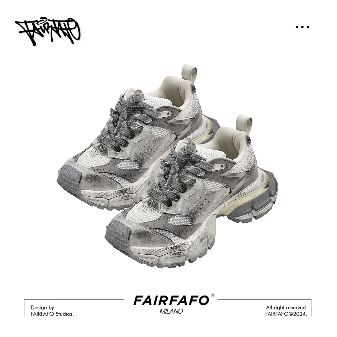 FAIRFAFO林肉肉【复古做旧】时尚百搭潮流女士厚底老爹鞋 WD23XZ036