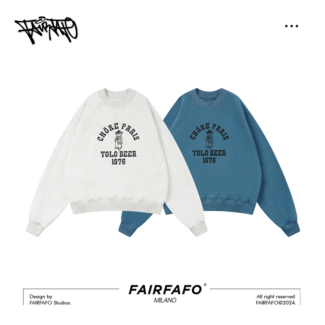 FAIRFAFO林肉肉【圆领小熊卫衣】情侣卫衣美式时尚休闲WYBL47220