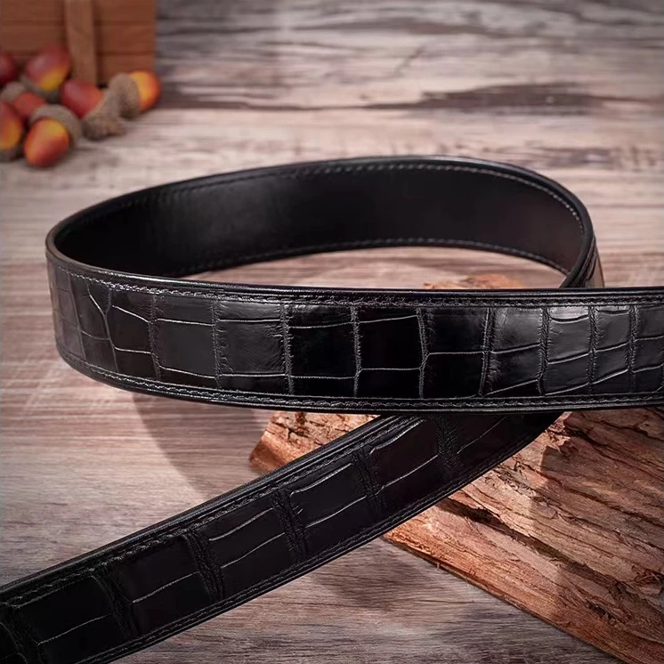 轻奢鳄鱼皮带商务男士腰带（不带扣头鳄鱼皮腰带）