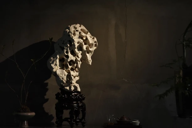 白太湖石老干皮厅堂重器玄关中式禅意创意书房茶室精美风化摆件