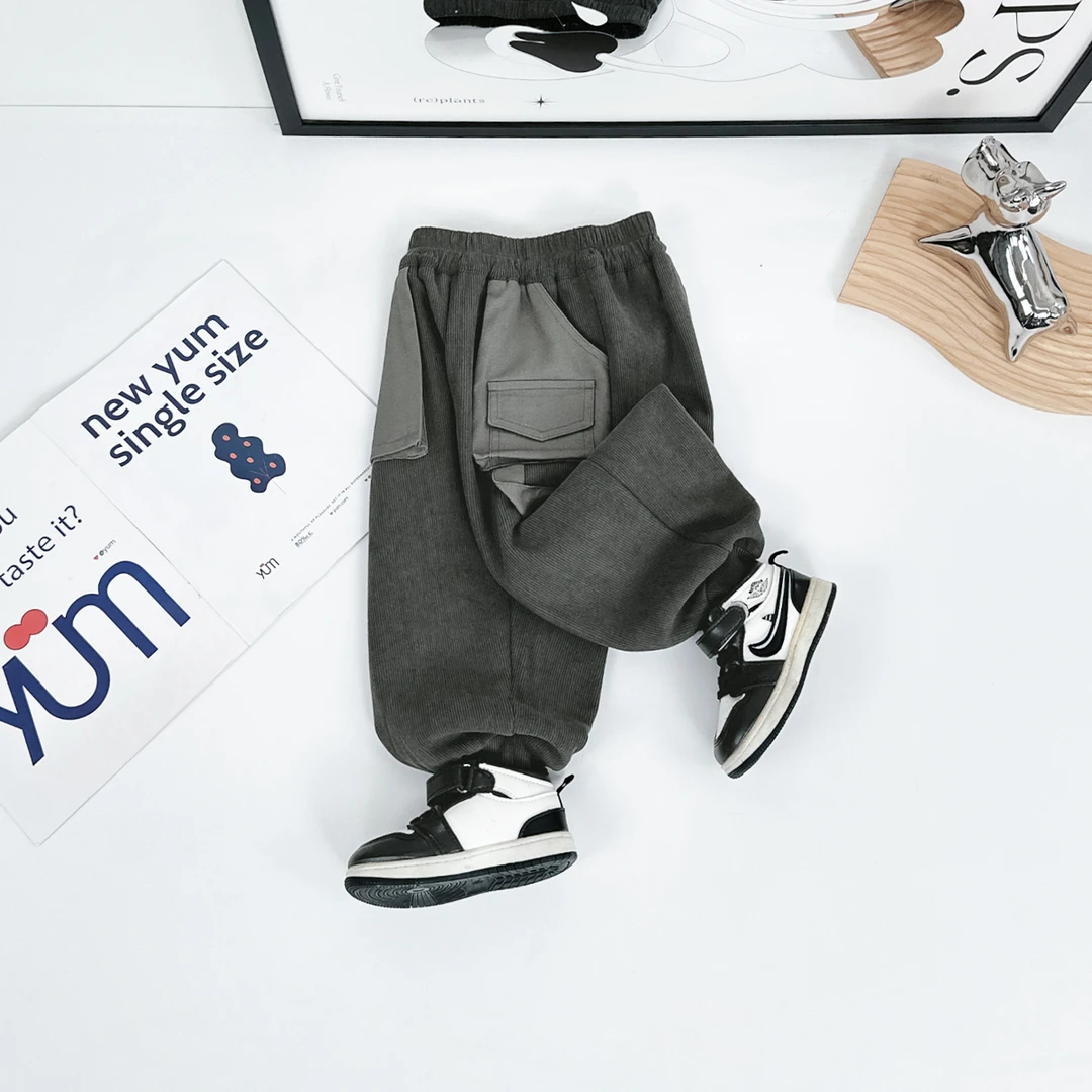 男童加绒裤子儿童休闲裤2024新款秋冬装 D-HS24160 悠悠童话童装