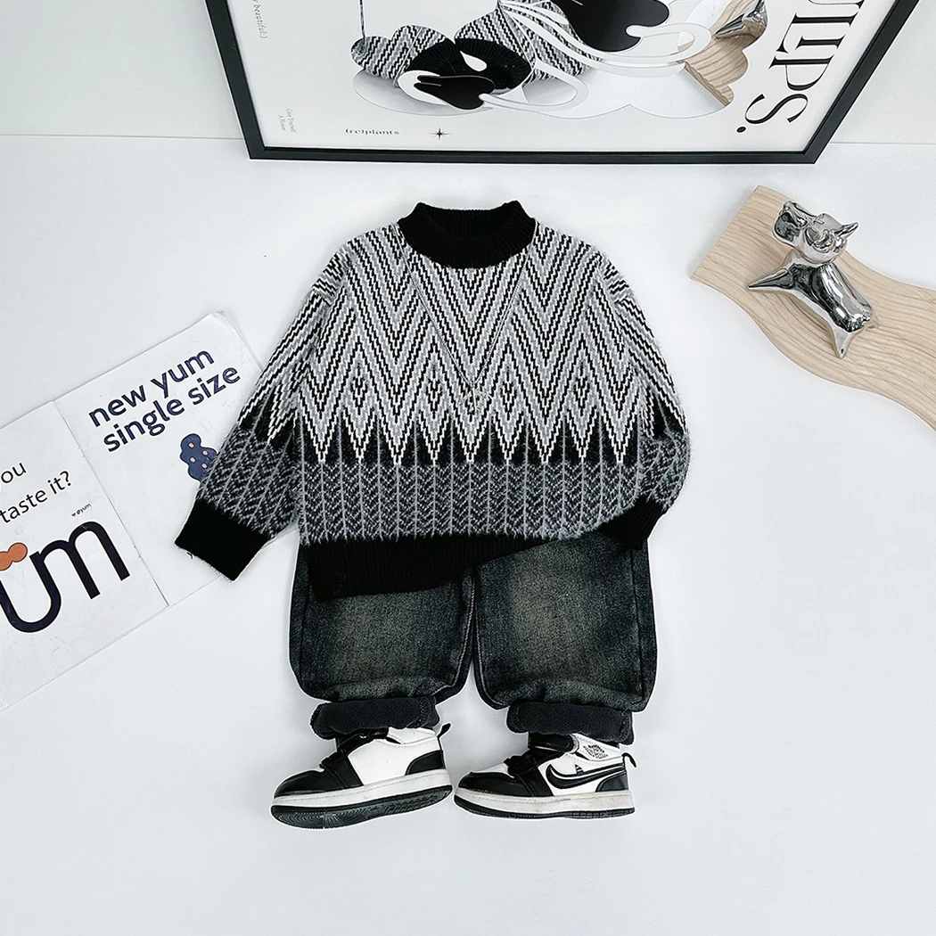 男童毛衣打底衫儿童衣服2024新款秋冬装D-YMDX065男童加厚毛衣