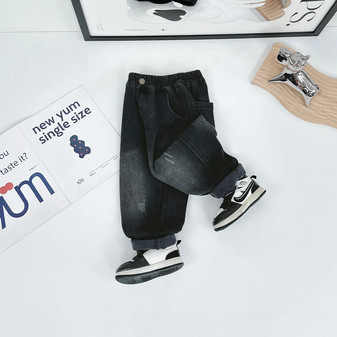 男童牛仔裤加绒裤子儿童2024新款秋冬装 D-CXF3502 悠悠童话童装