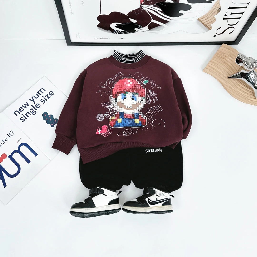 儿童卫衣加绒长袖2024新款秋冬装男童 D-HZ241201-1 悠悠童话童装