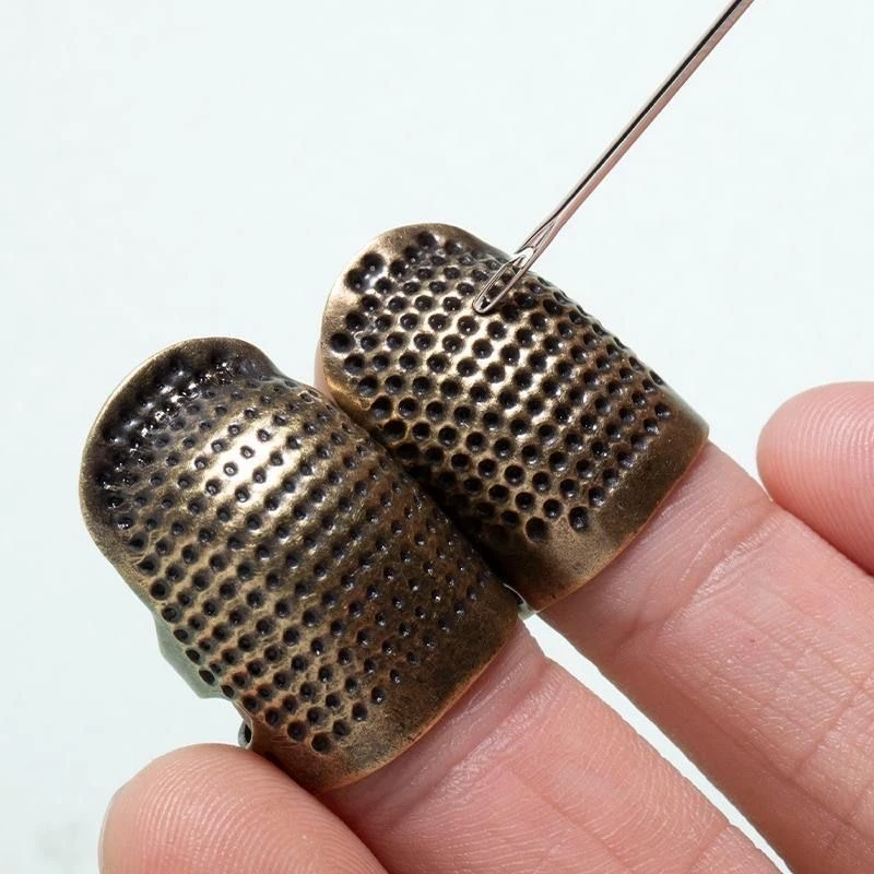 顶针戒指DIY缝纫工具手工防滑刺绣抵戒复古压针器古铜色针箍指套