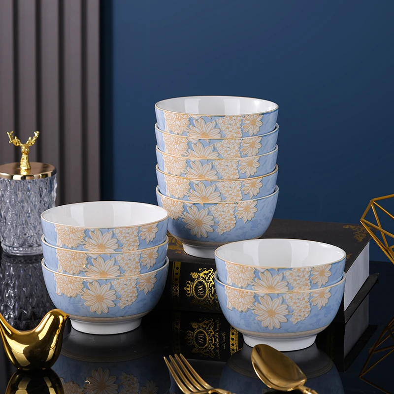 【新品上市】时光漫步4.5英寸米饭碗8只装家用米饭碗陶瓷餐具