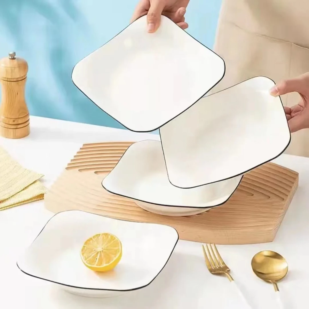 【老板娘】纯白简约7.5英寸如意盘菜盘子饭盘凉菜碟可微波炉釉下彩