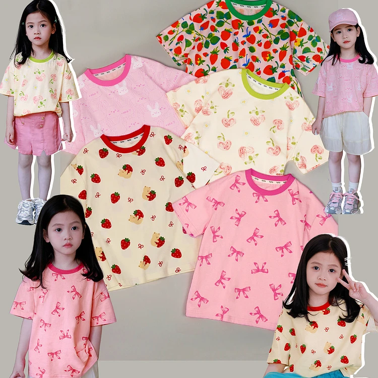 图图小象女童短袖2024夏季新款儿童T恤衫童装上衣夏装儿童短袖