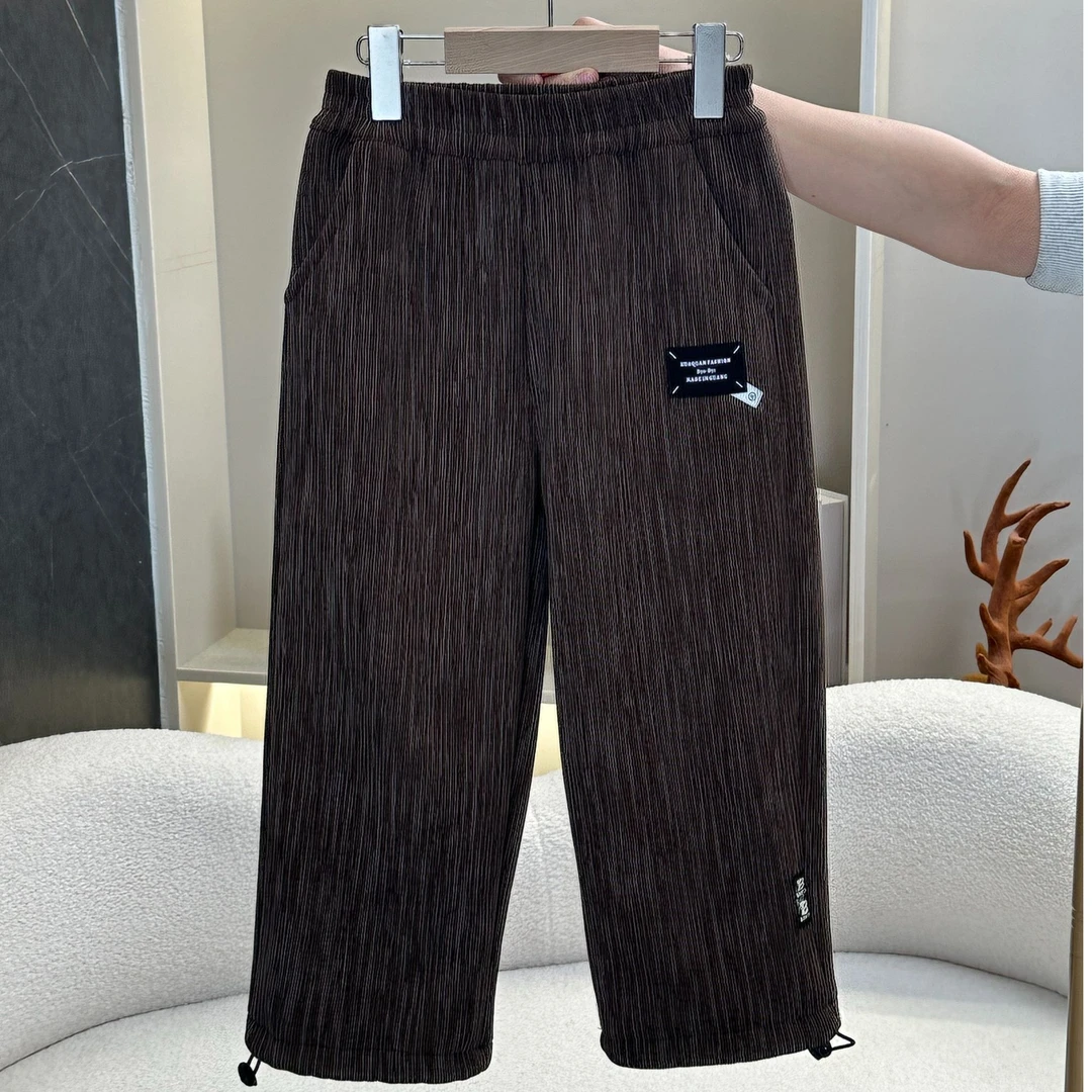 儿童装男童加绒裤子冬款2024新款中大童冬季一体绒直筒运动裤潮