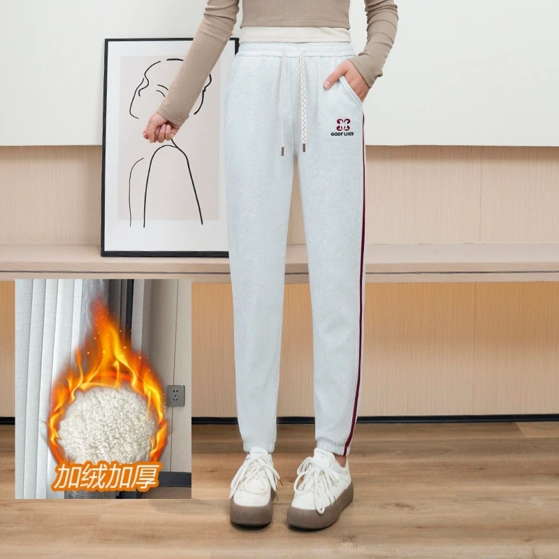 加绒加厚新疆棉男女情侣款华棉运动卫裤休闲时尚百搭薄款韩版针织