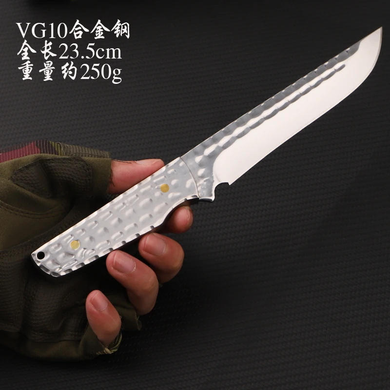 正版[冰魄]VG10全钢高硬度手工多功能一体户外露营小刀