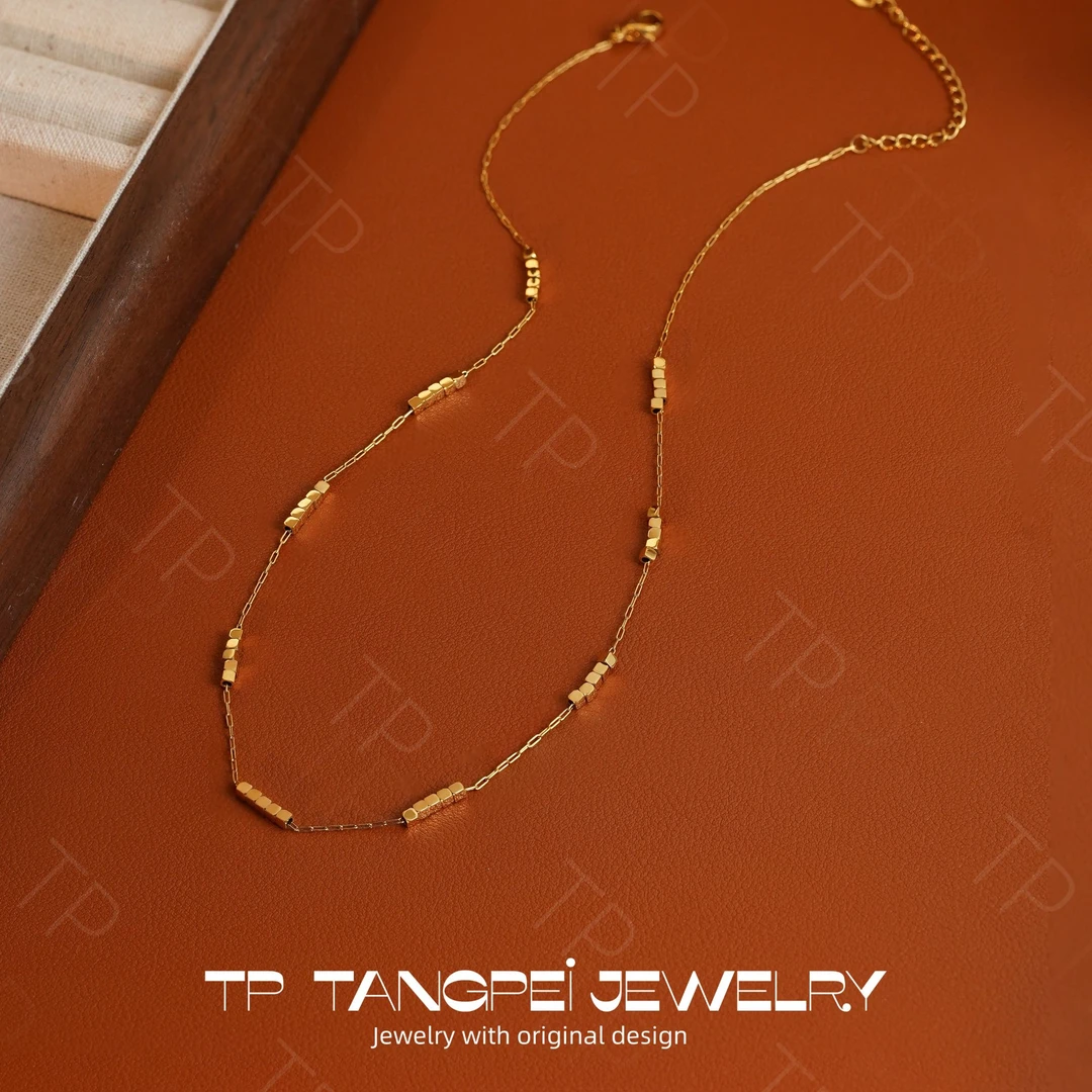 不锈钢项链 LC设计感拼接串珠项链冷淡风珠珠颈链气质时尚饰品