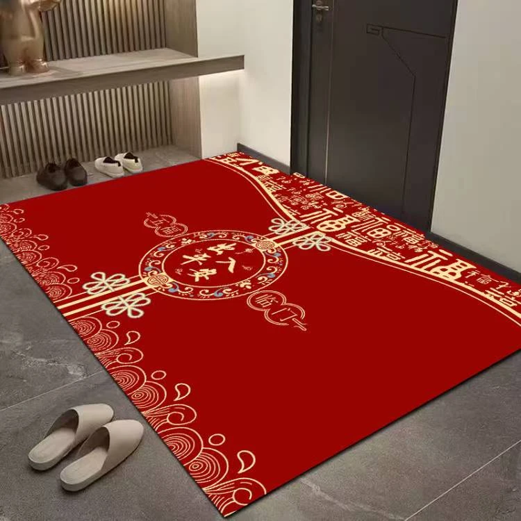 新年款福字款 门厅玄关喜庆地毯升级水晶绒入户门垫家用LZ