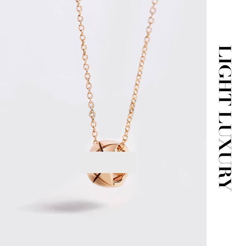 铜合金项链 962384菱纹格项链坠链 女 锁骨链香家百搭气质