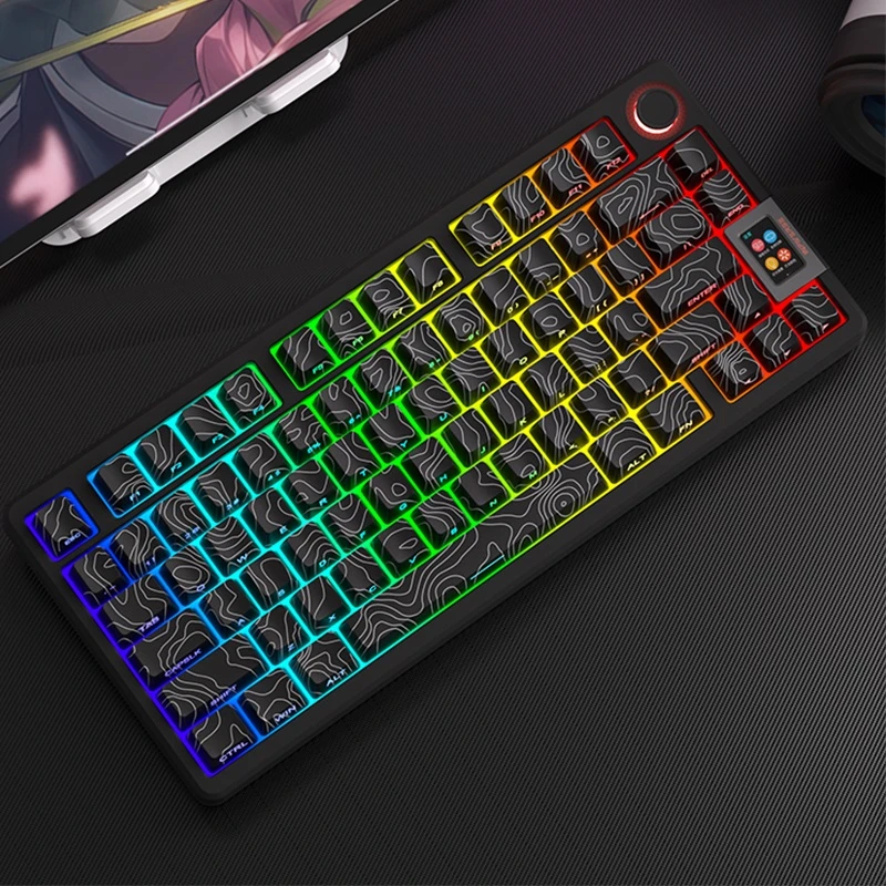 PBT机械键盘透光侧刻键帽等高线个性客制化定制87/68/108/75/98键