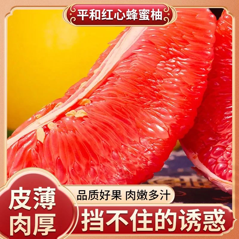 正宗福建平和琯溪蜜柚老树红肉蜜柚新鲜水果清甜多汁4.5-5斤单果