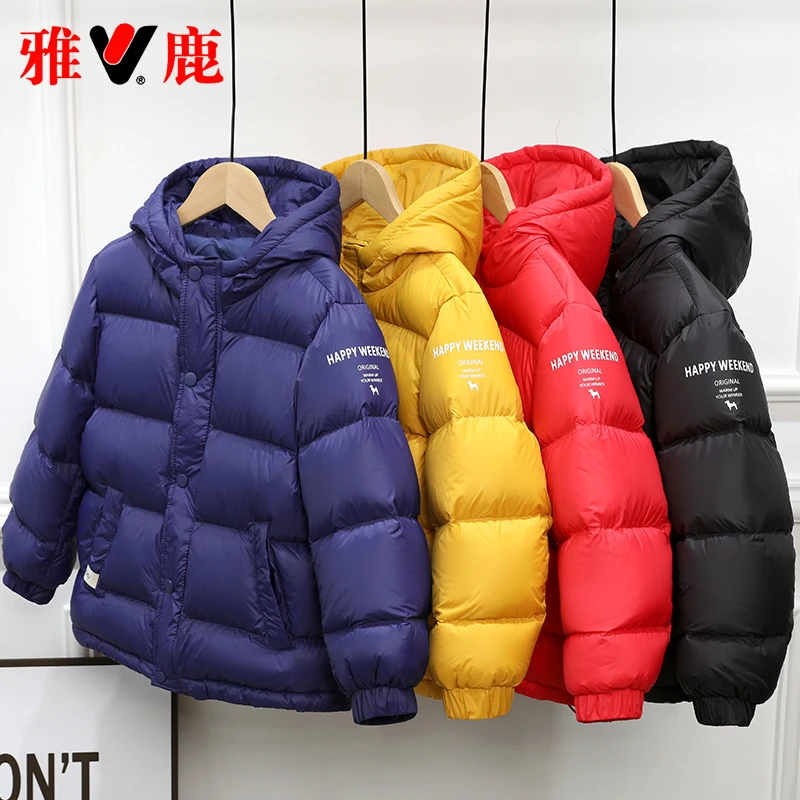V/雅鹿母婴加厚儿童羽绒服短款男童女童宝宝大童面包服童装反季