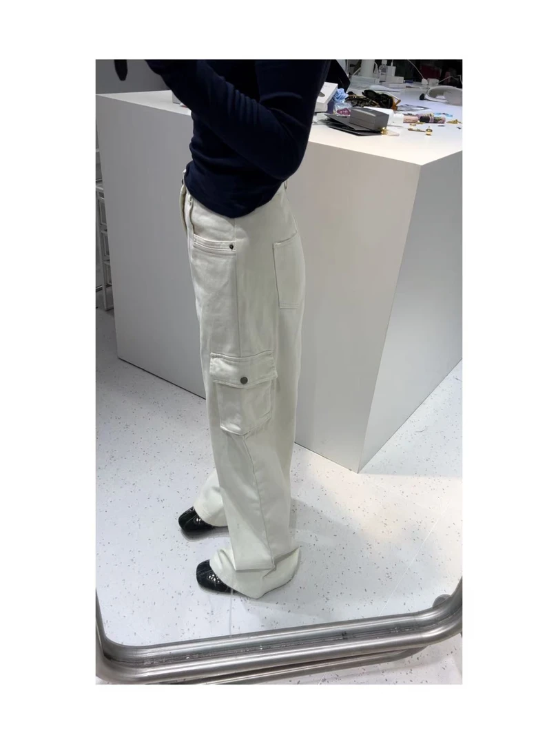 8019#牛仔口袋工装裤
