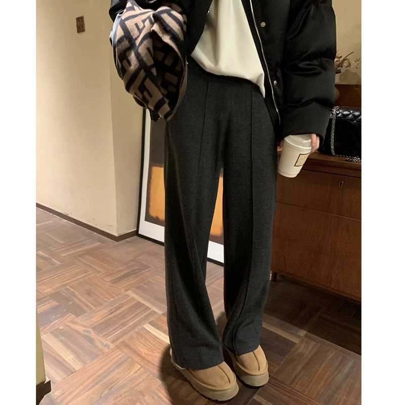 人字呢裤 孕妇秋冬直筒加绒加厚阔腿裤拖地毛呢长裤DY1698