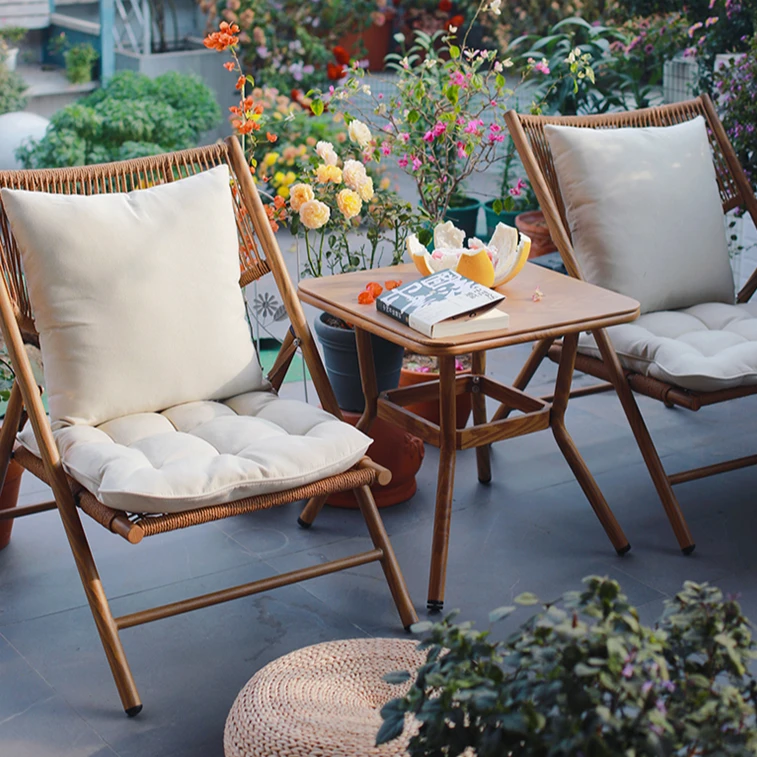 小桌椅阳台躺椅摇椅家用户外庭院花园喝茶组合桌椅藤椅阳台懒人椅