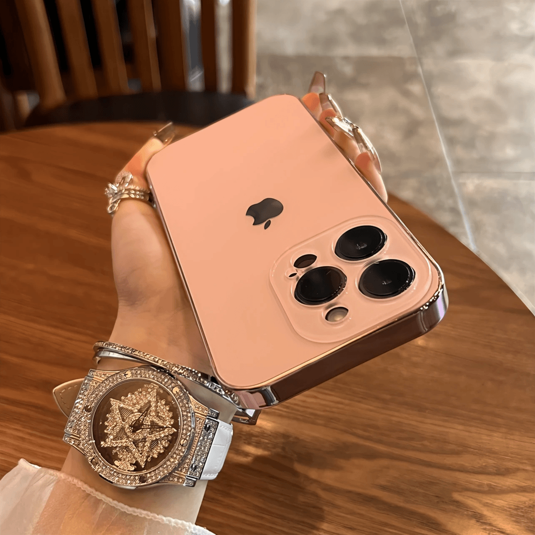 粉色磨砂玻璃苹果14手机壳iPhone14promax高级感13全包12情侣11套