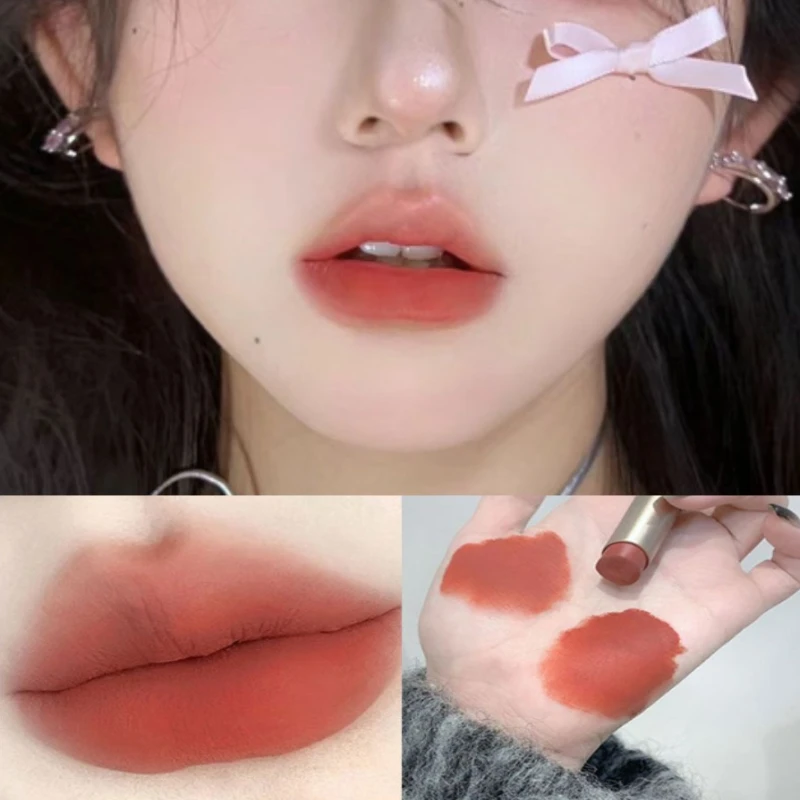甜妹少女唇泥棒雾面丝绒口红嫩妹色纯欲风不不沾杯显白低饱和口红