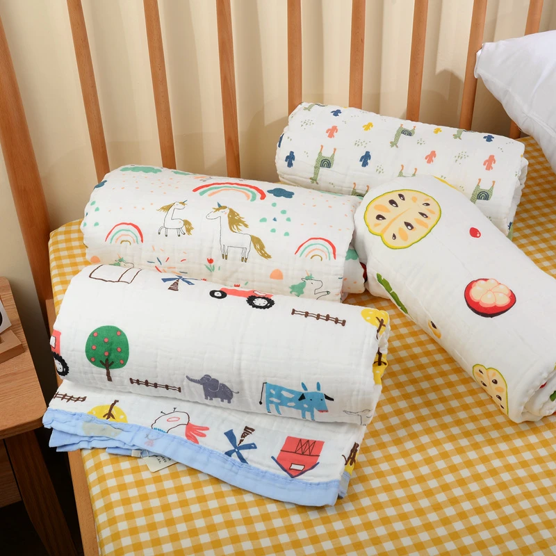 儿童毛巾被宝宝纯棉纱布被子盖毯夏天婴儿夏凉被棉纱毯子夏季薄款