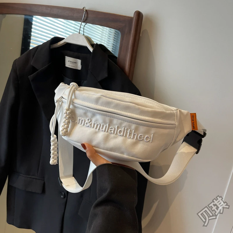 帆布小包包女男新潮春夏季斜挎包百搭饺子包运动胸包休闲款D379