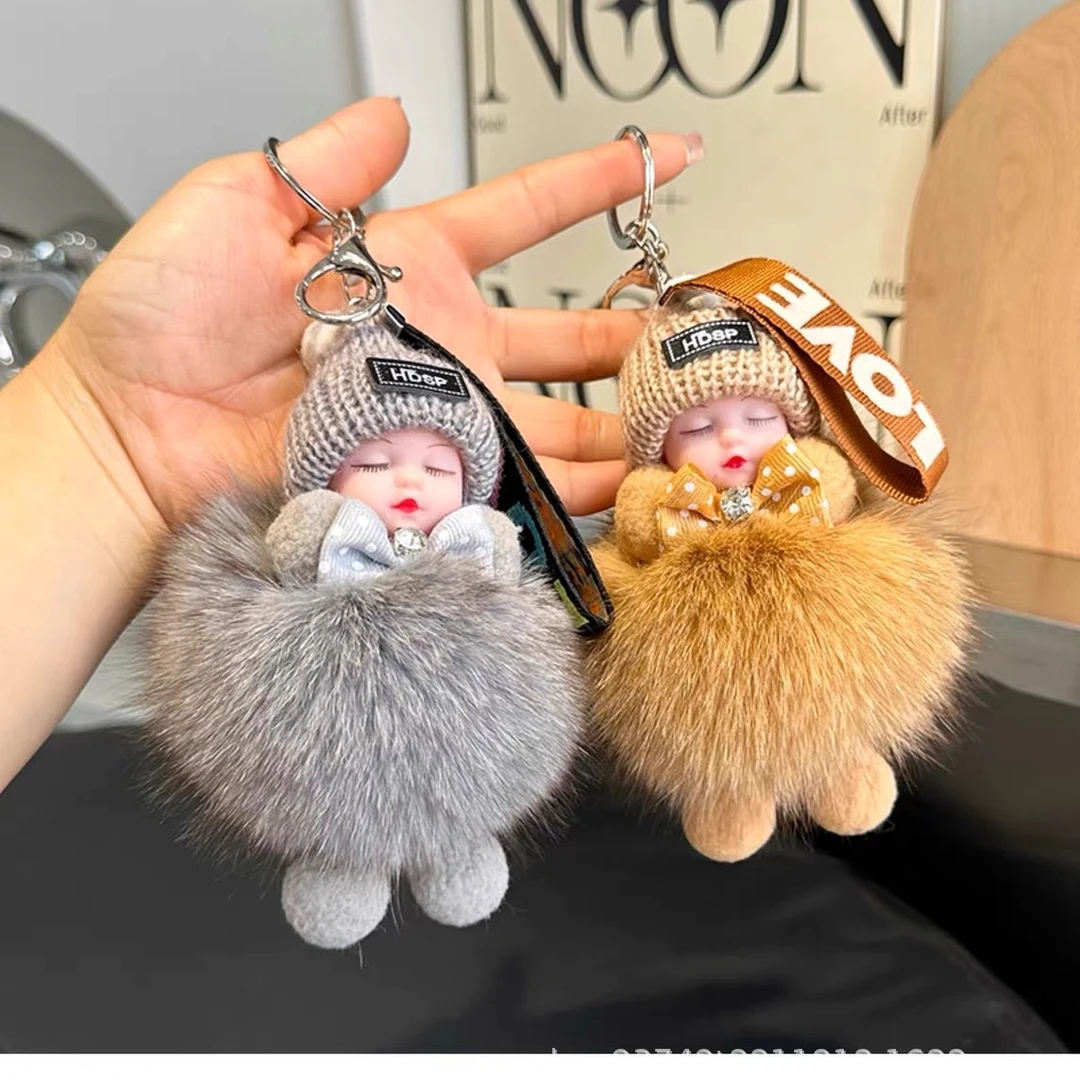 狐狸毛球挂件可爱毛绒公仔娃娃宝宝汽车钥匙扣挂件包包挂饰D11