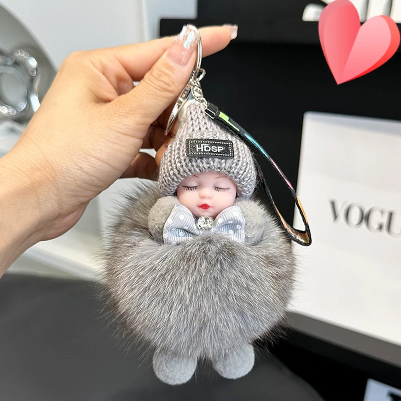 狐狸毛娃娃汽车钥匙扣挂饰可爱毛绒公仔玩偶书挂件情侣礼物D11