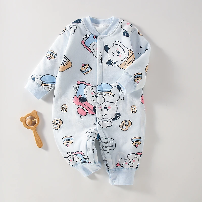 新生儿40g薄棉婴儿夹棉长袖哈衣连体衣满月连体衣加厚（福利款）