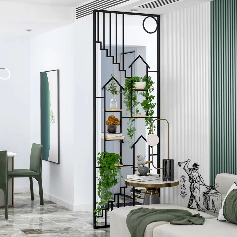 简约艺术入户玄关隔断北欧轻奢创意装饰置物架铁艺网红客厅屏风