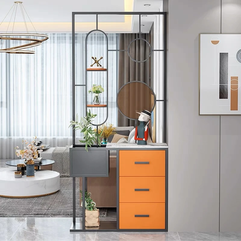 轻奢入户屏风隔断简约现代进门客厅收纳置物装饰玻璃门厅玄关柜