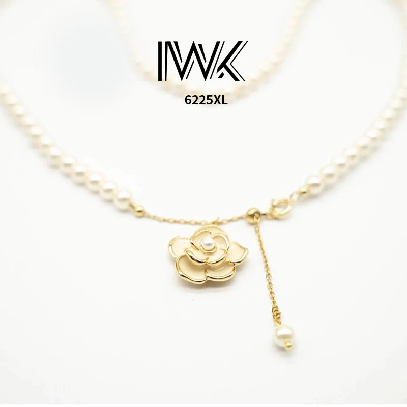 铜合金项链 法式精致山茶花古风优雅气质【6225】