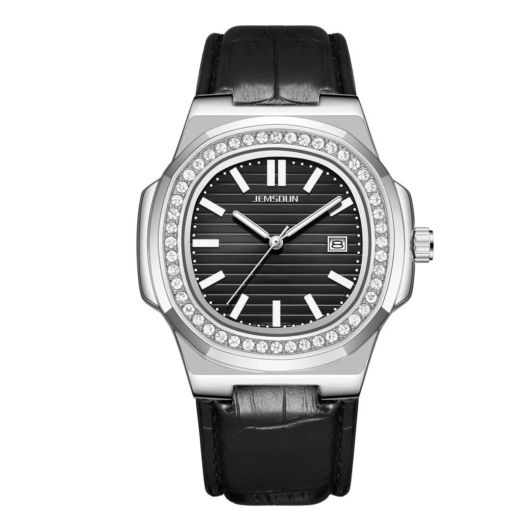 【云仓直发】经典蓝面钻皮带时尚百搭防水夜光简约潮手表JSD1854B