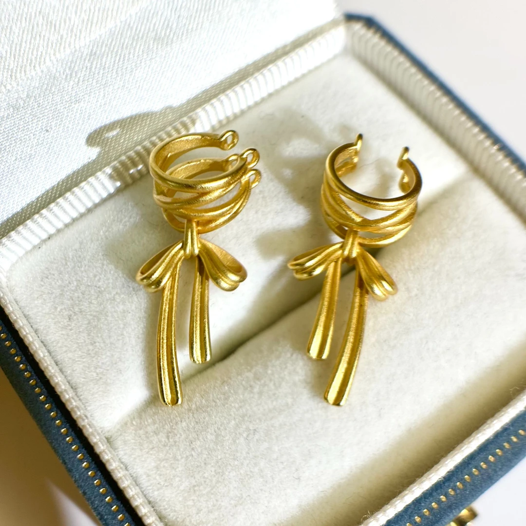 铜合金玻璃耳饰 【01279】瑾瑟时尚耳夹百搭简约复古经典设计师