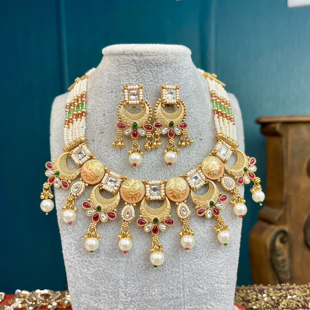 铜合金项链 04239印度春夏项链套装古风金色民族风宫廷风精美百搭