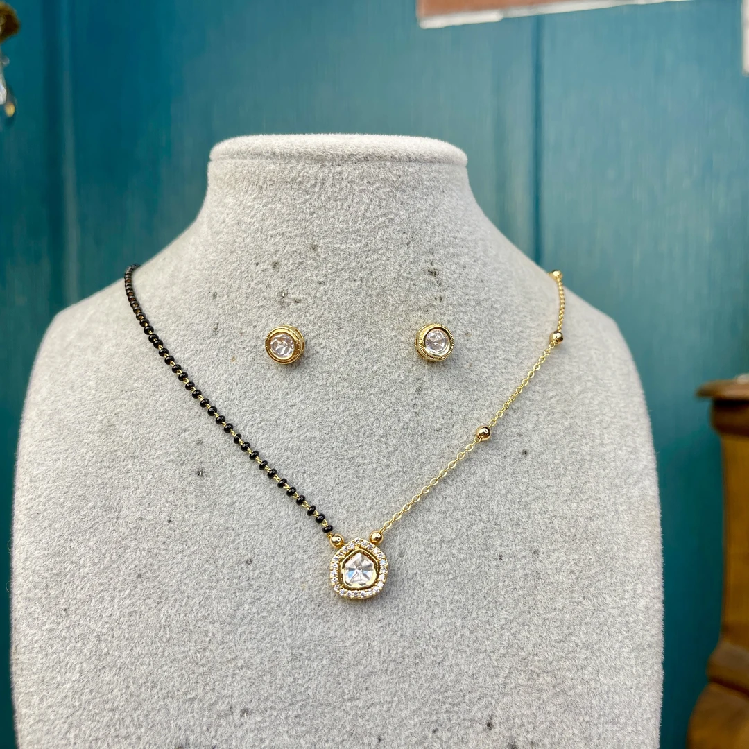 铜合金玻璃项链 04261印度春夏项链套装古风金色民族风宫廷风百搭