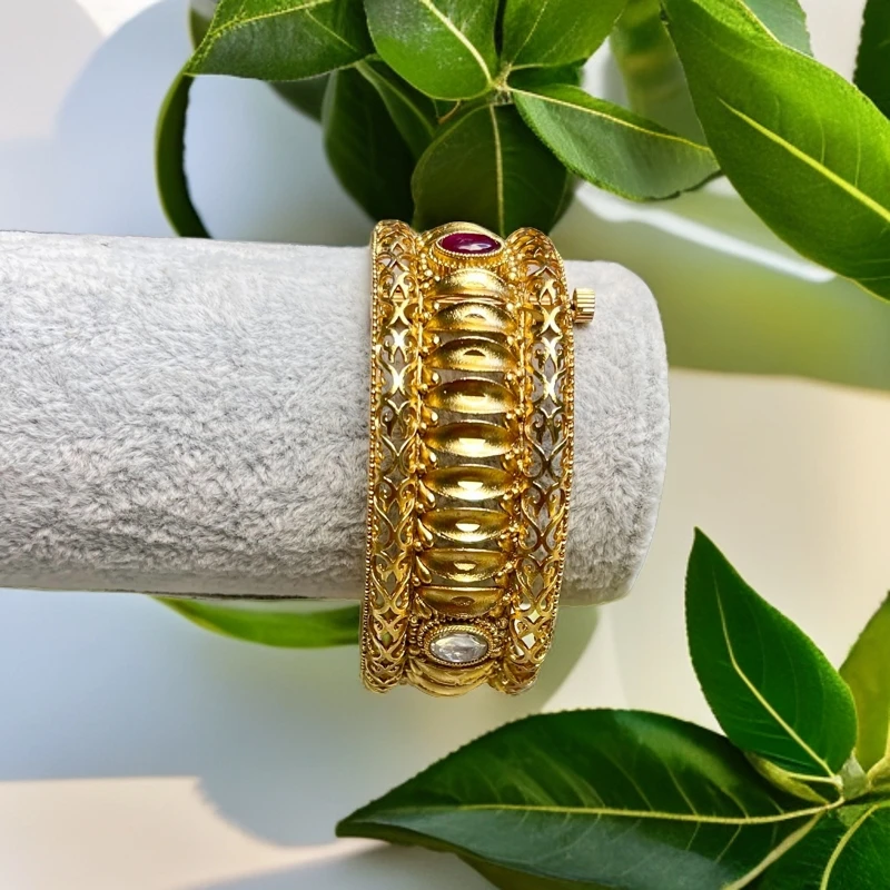 铜合金玻璃手镯 02033印度春夏饰品可开口手镯民族风彩色重工创意