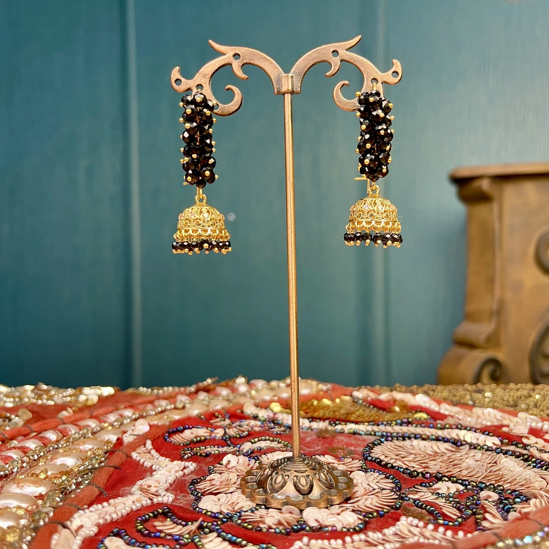 铜合金玻璃耳饰 01074 印度耳饰手工春夏复古古风宫廷风气质百搭