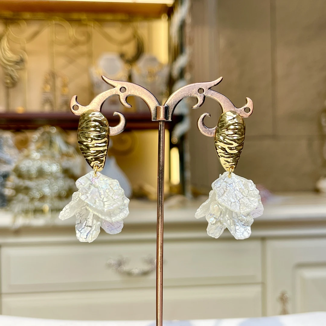 铜合金玻璃耳饰 【01243】瑾瑟印巴耳环气质轻奢百搭复古优雅精致