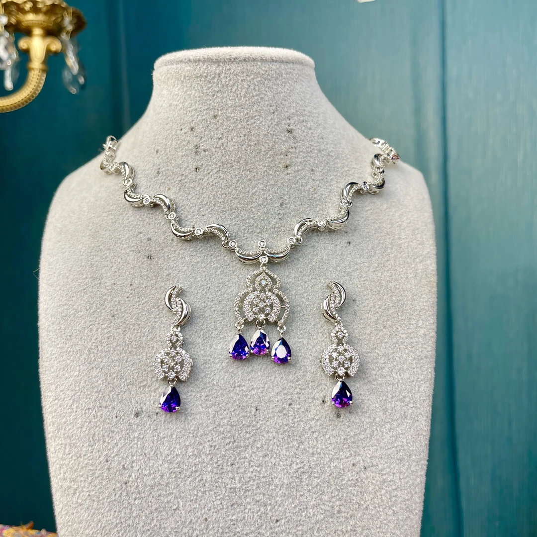 铜合金玻璃项链 04263印度春夏项链套装古风民族宫廷风百搭24008