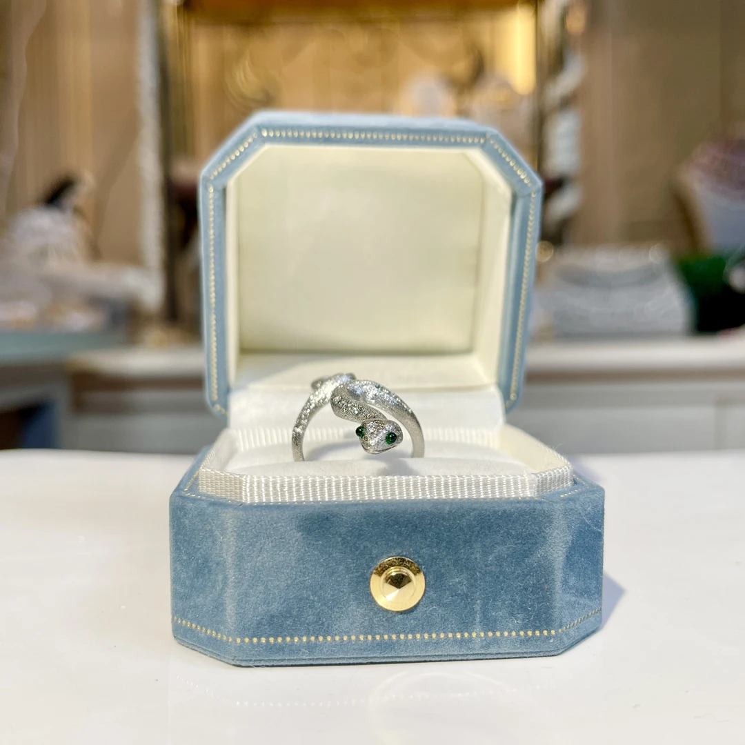 铜合金玻璃戒指 【02499】瑾瑟印巴戒指气质轻奢百搭银色镶嵌金色