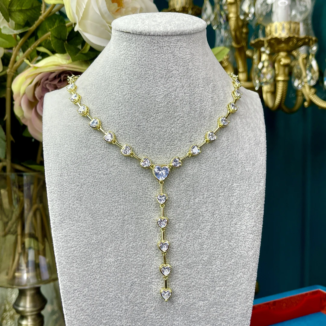 铜合金玻璃项链 【03120】瑾瑟印巴项链气质白色轻奢精致粉色镶嵌